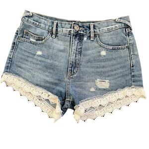 Free People Lace Trim Distressed Shorts Size 26
